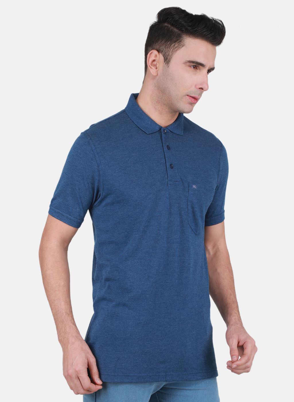 Men Blue Solid T-Shirt