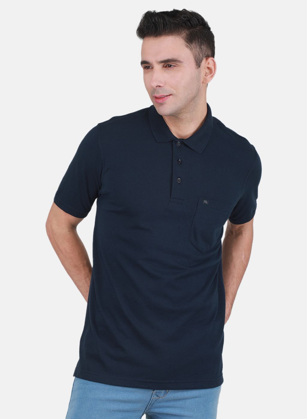 Men NAvy Blue Solid T-Shirt