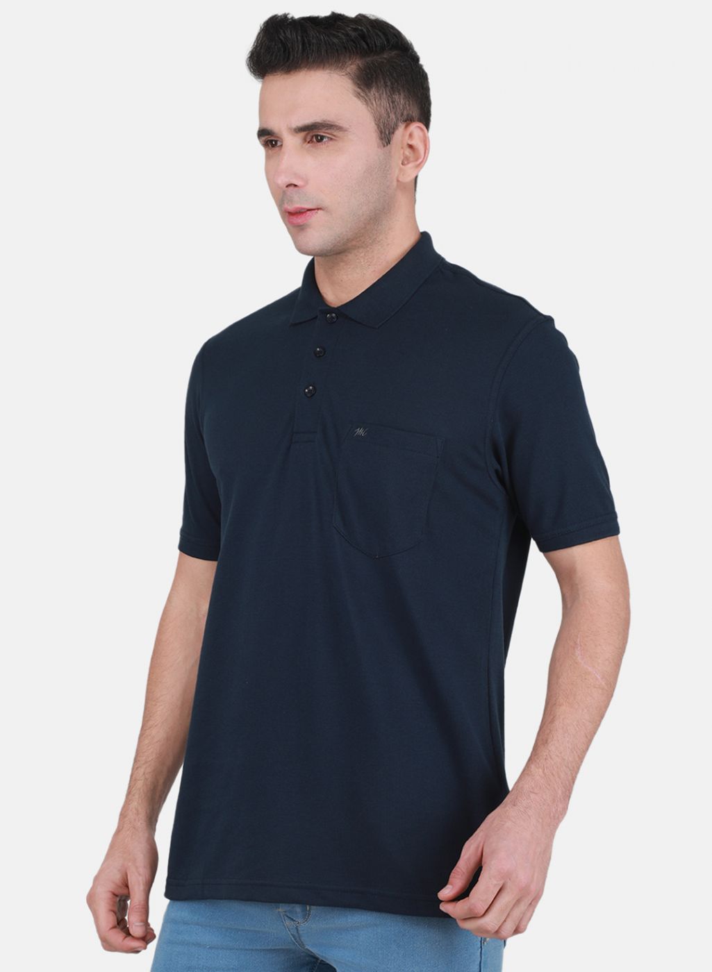 Men NAvy Blue Solid T-Shirt