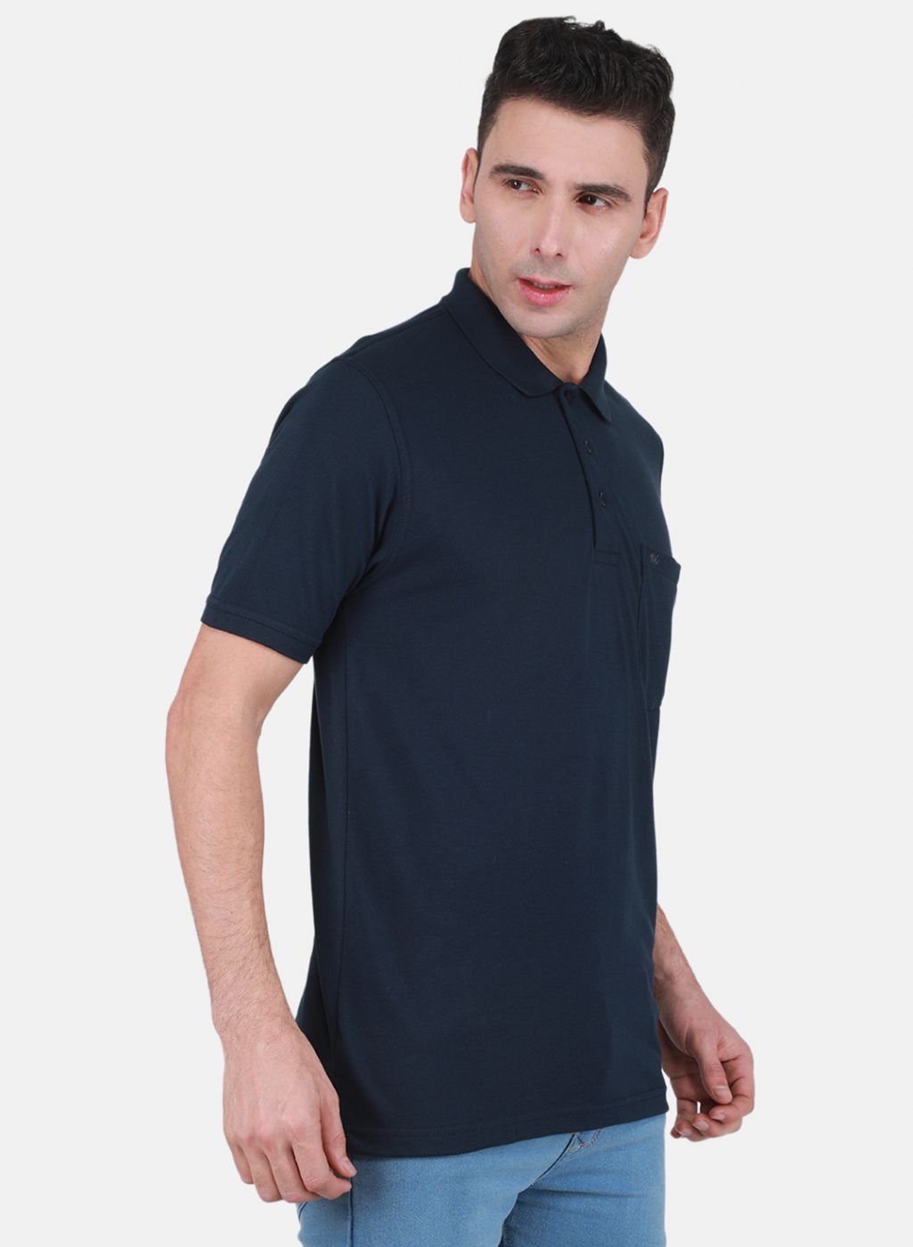 Men NAvy Blue Solid T-Shirt