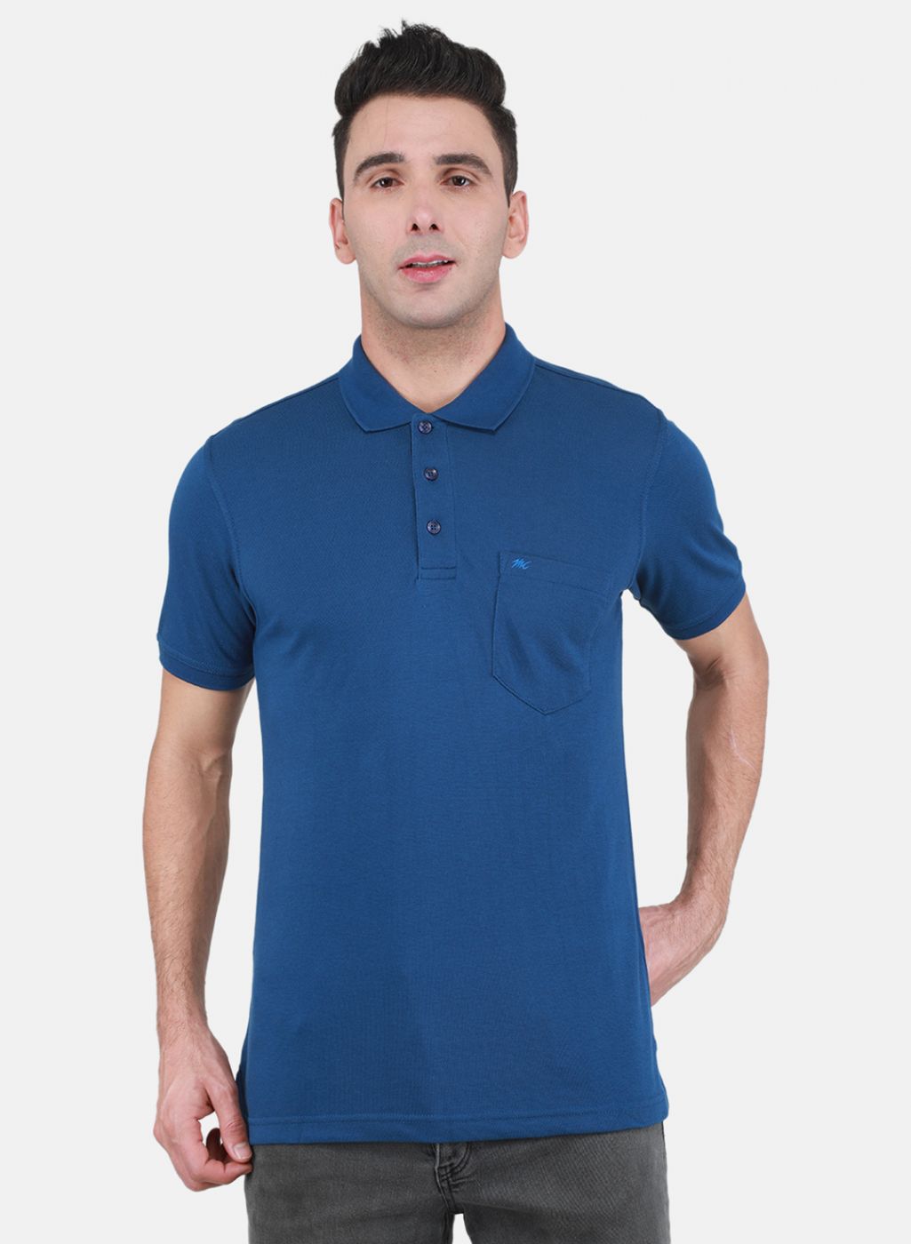 Men Blue Solid T-Shirt