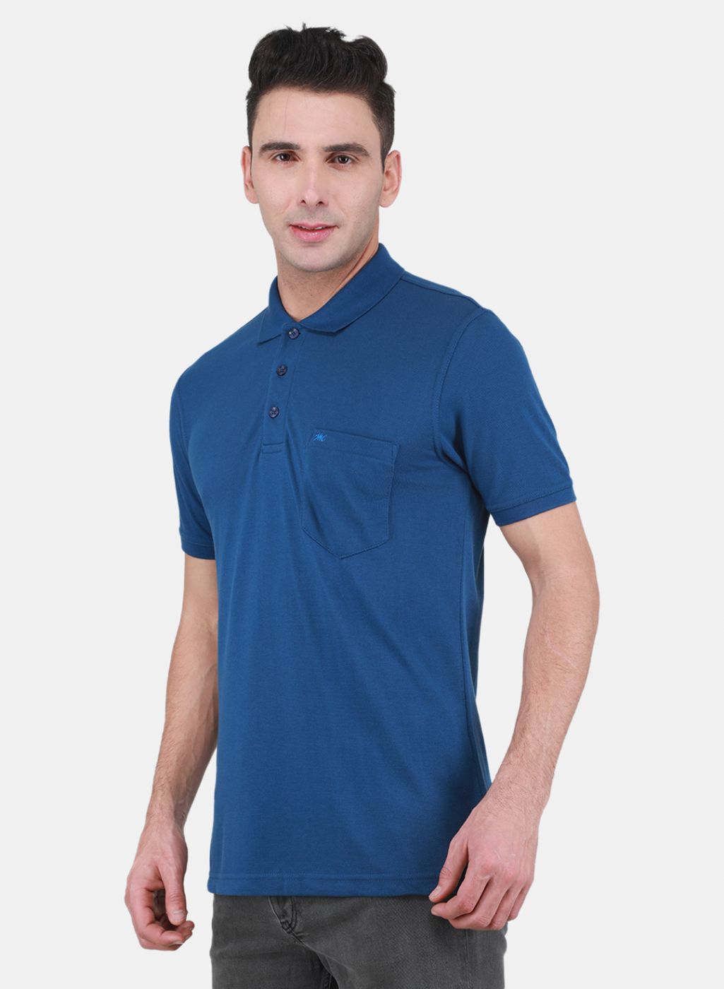 Men Blue Solid T-Shirt