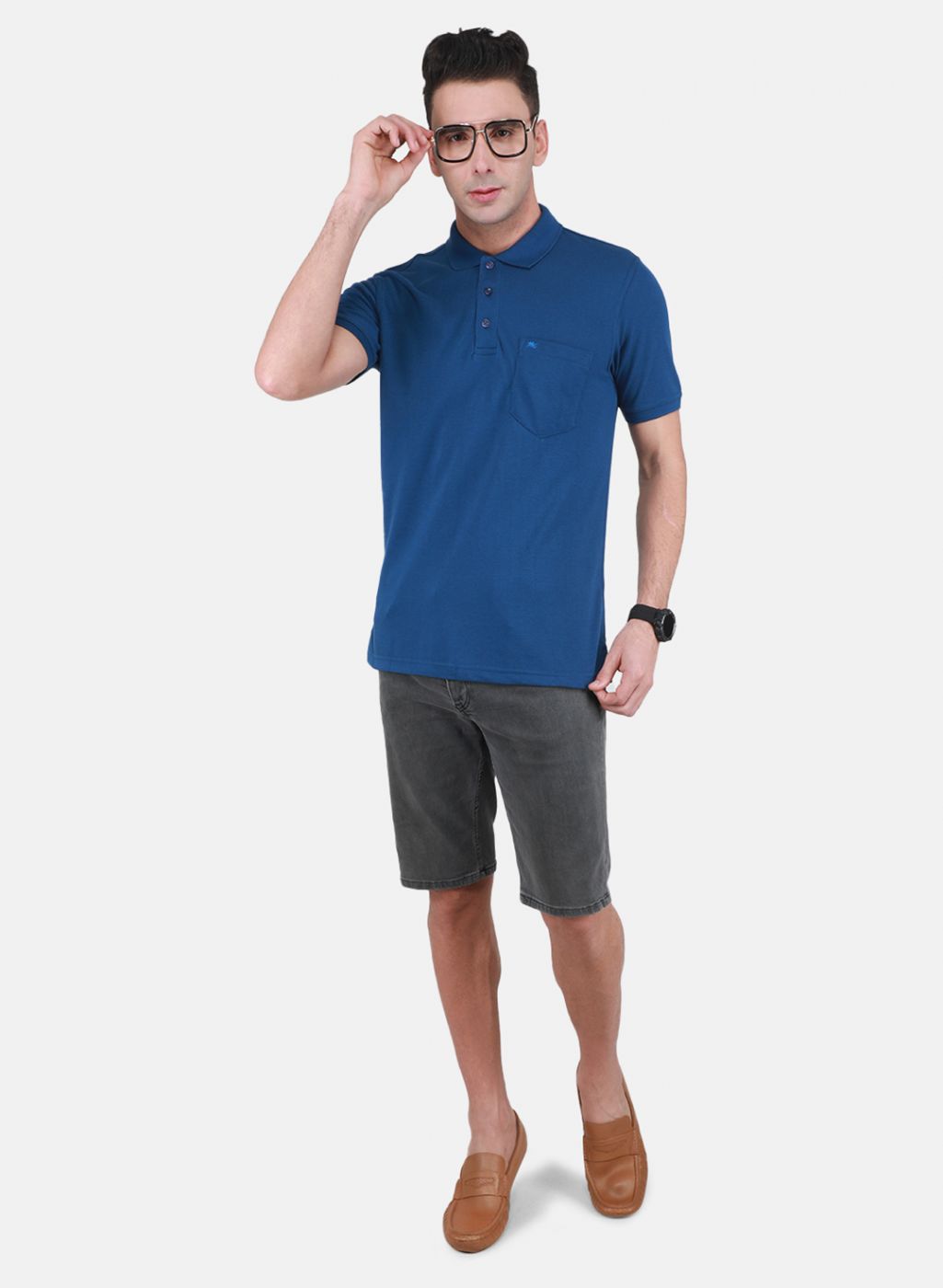 Men Blue Solid T-Shirt