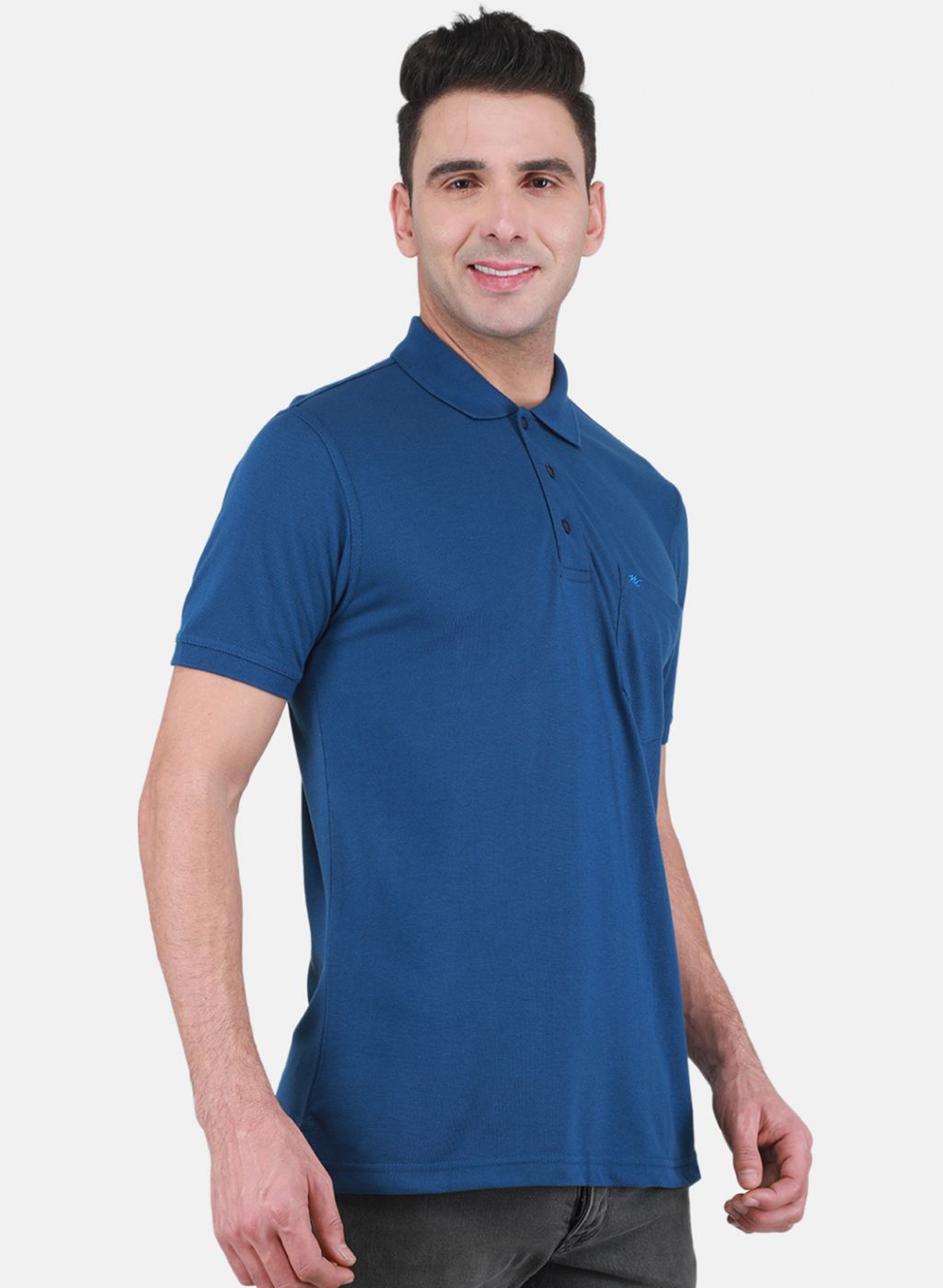 Men Blue Solid T-Shirt