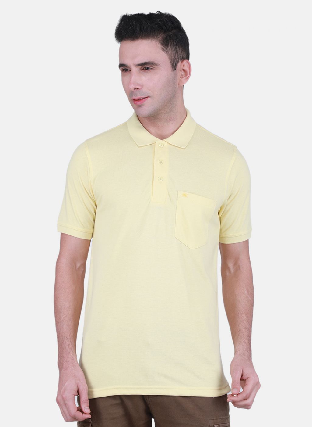 Men Yellow Solid T-Shirt