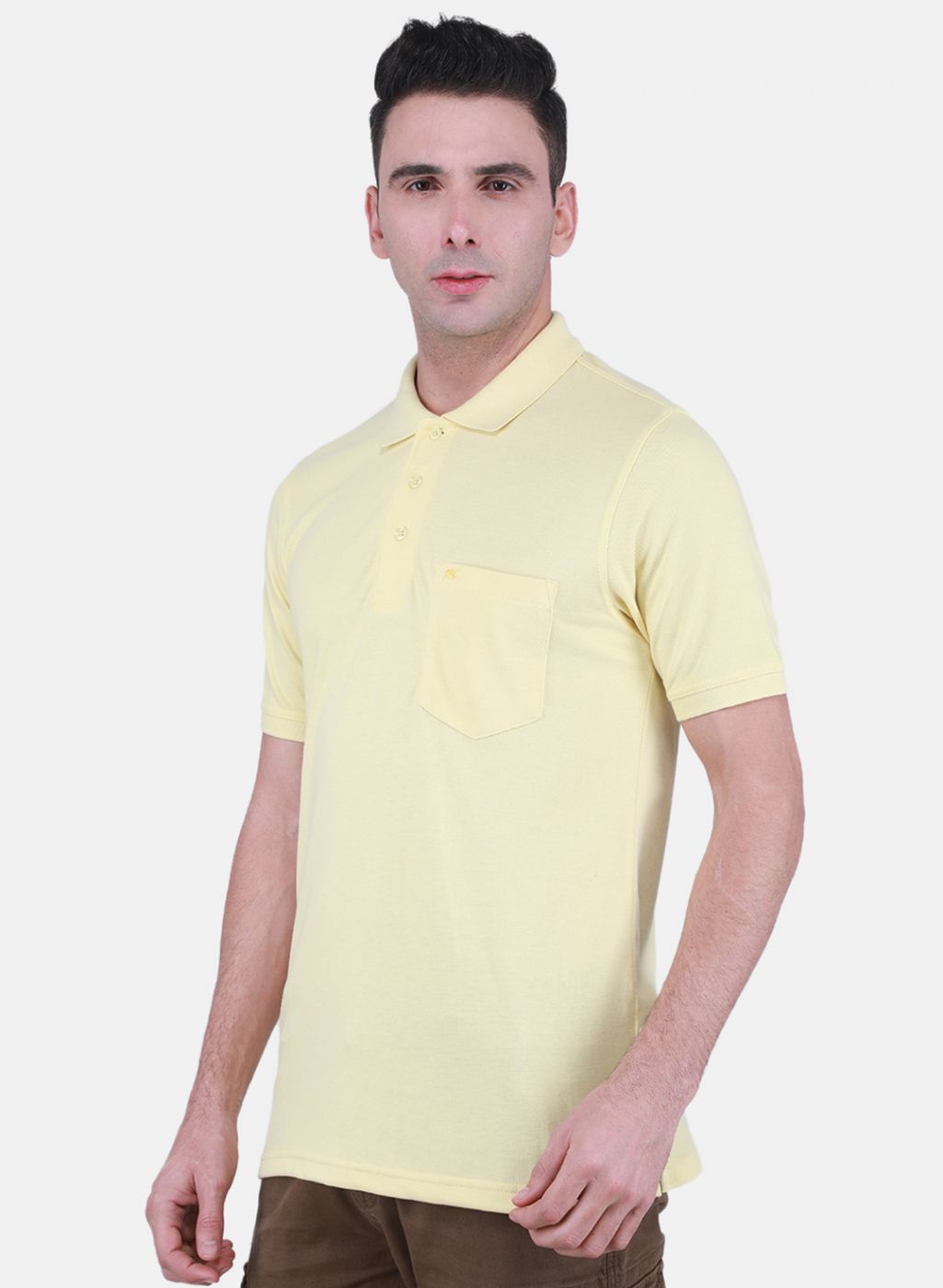 Men Yellow Solid T-Shirt