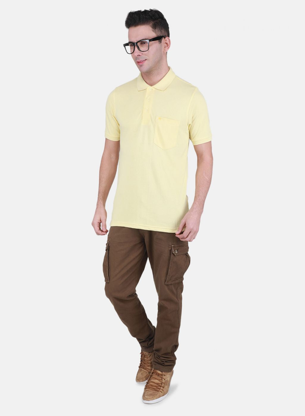 Men Yellow Solid T-Shirt