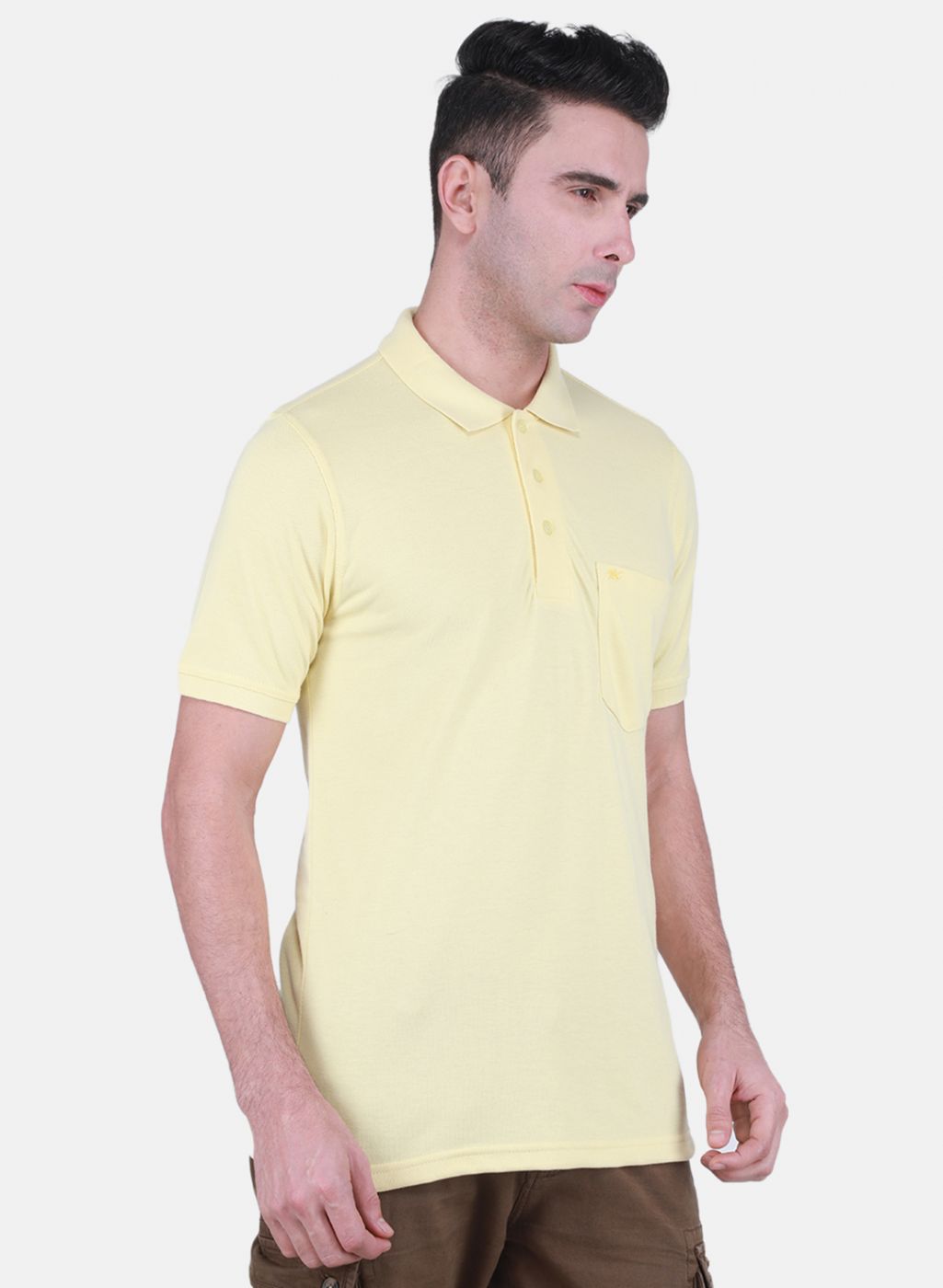 Men Yellow Solid T-Shirt