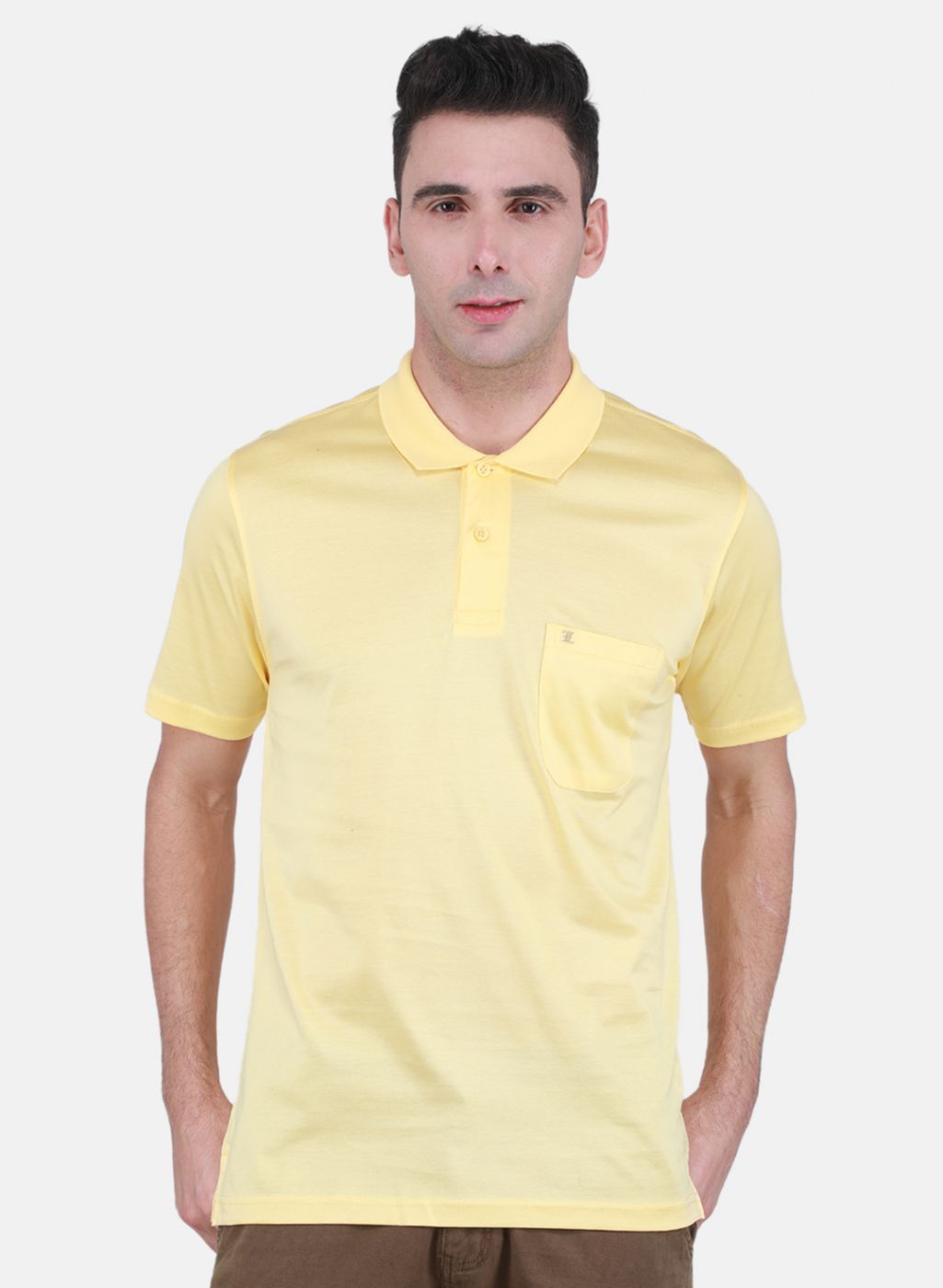 Men Yellow Solid T-Shirt