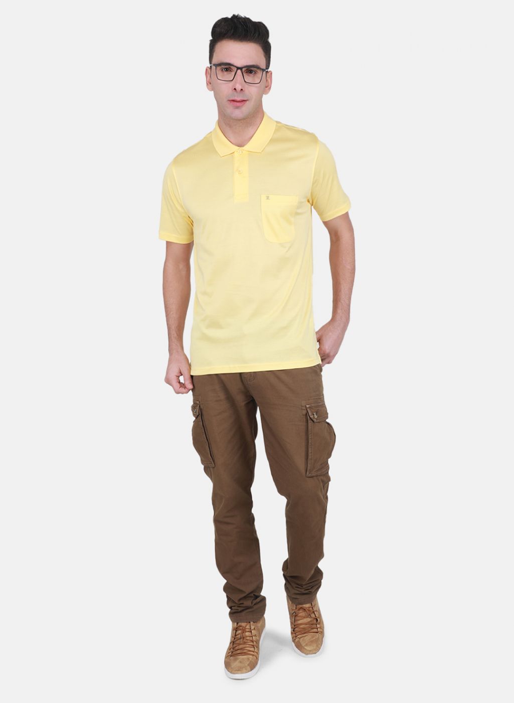 Men Yellow Solid T-Shirt