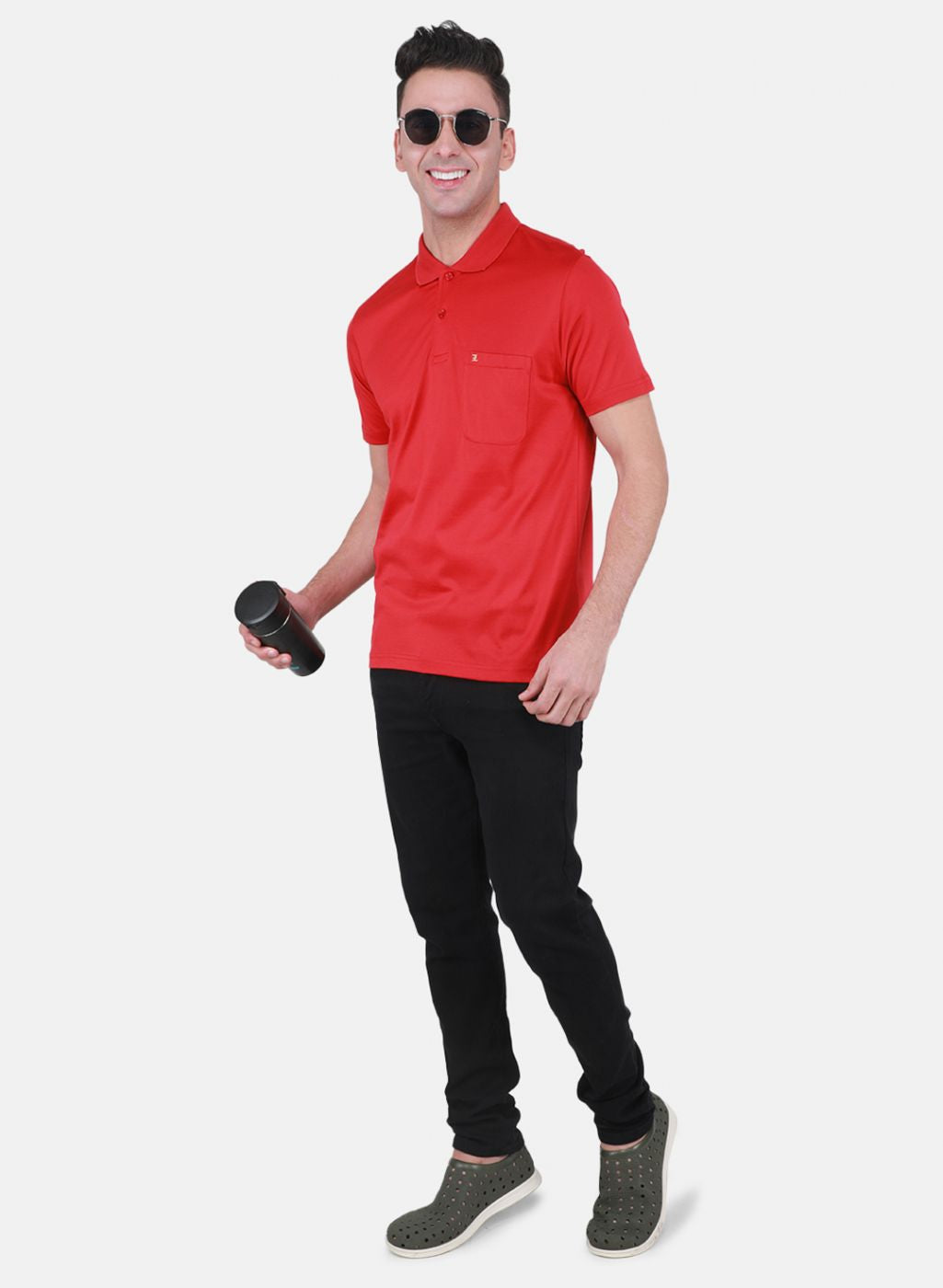 Men Red Solid T-Shirt