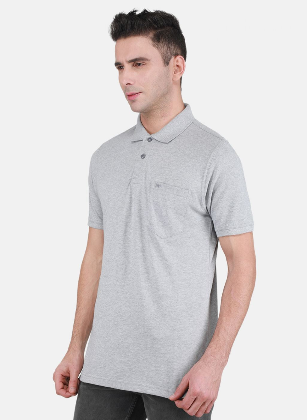 Men Grey Solid T-Shirt