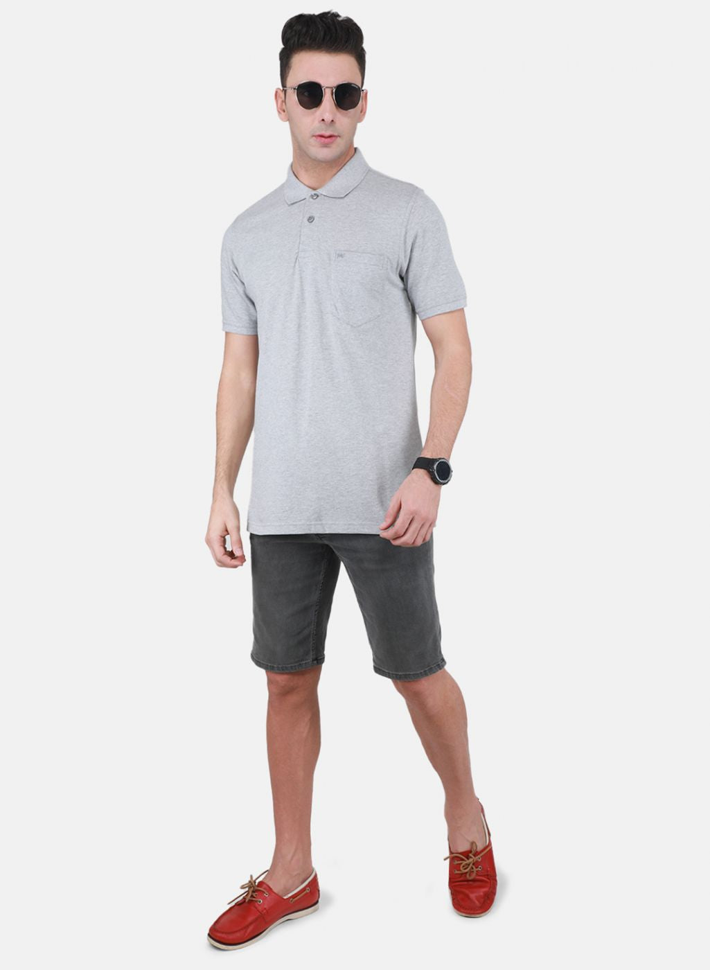 Men Grey Solid T-Shirt