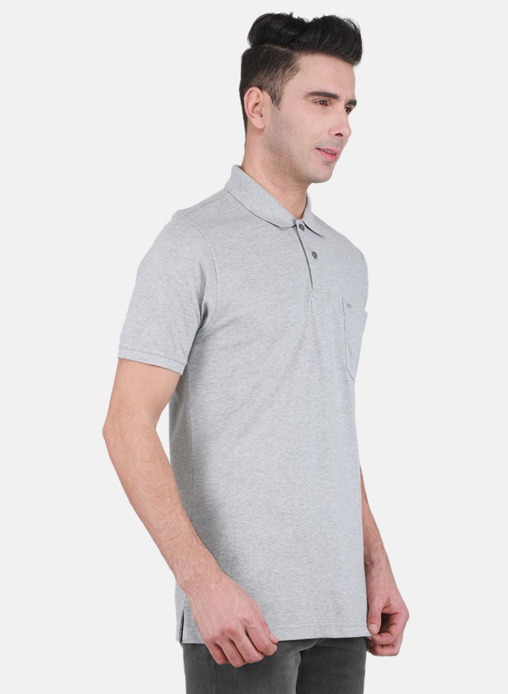 Men Grey Solid T-Shirt