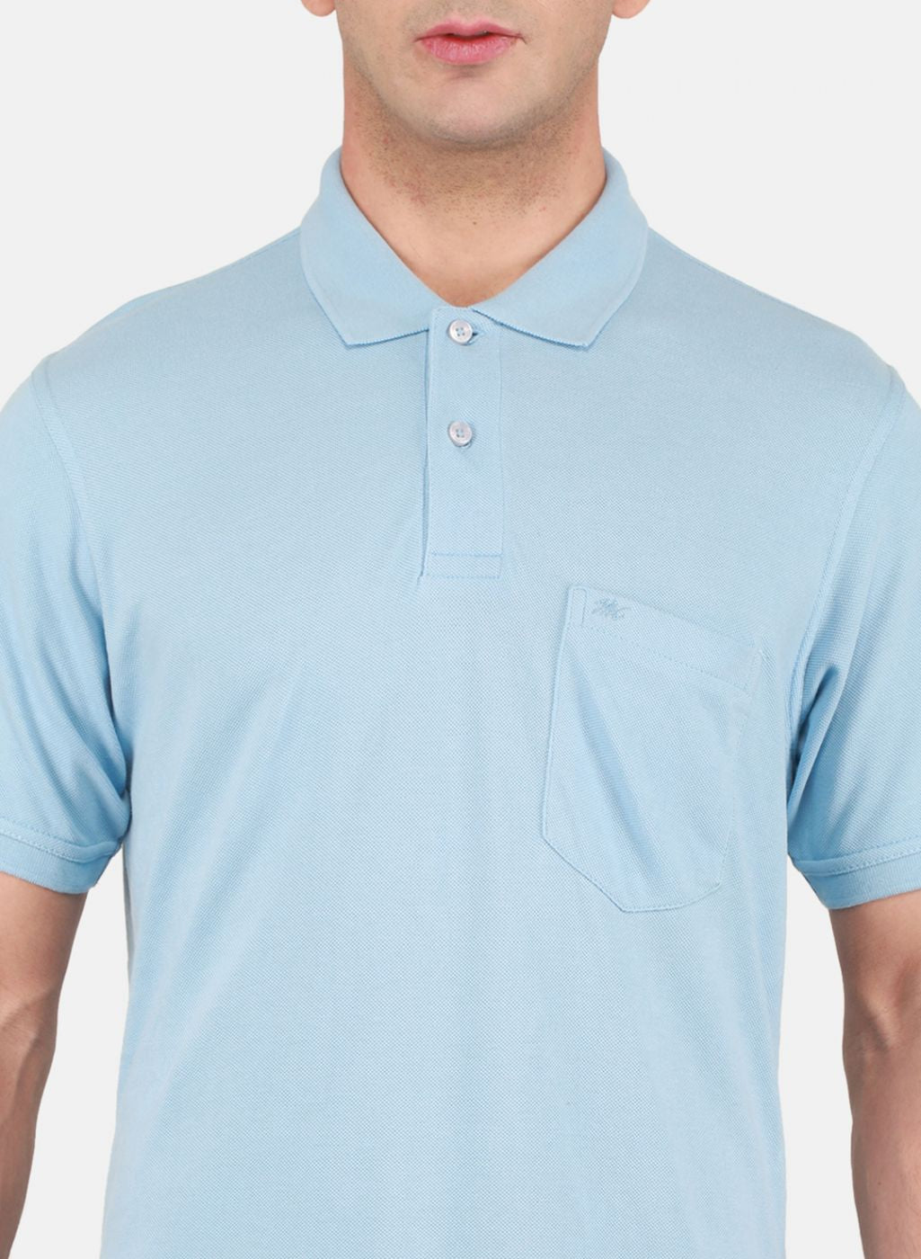 Men Sky Blue Solid T-Shirt