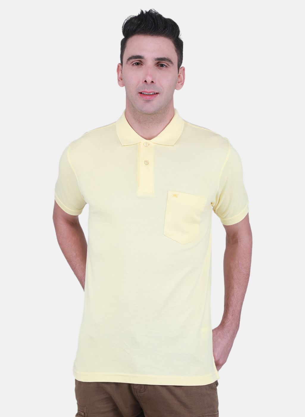 Men Yellow Solid T-Shirt