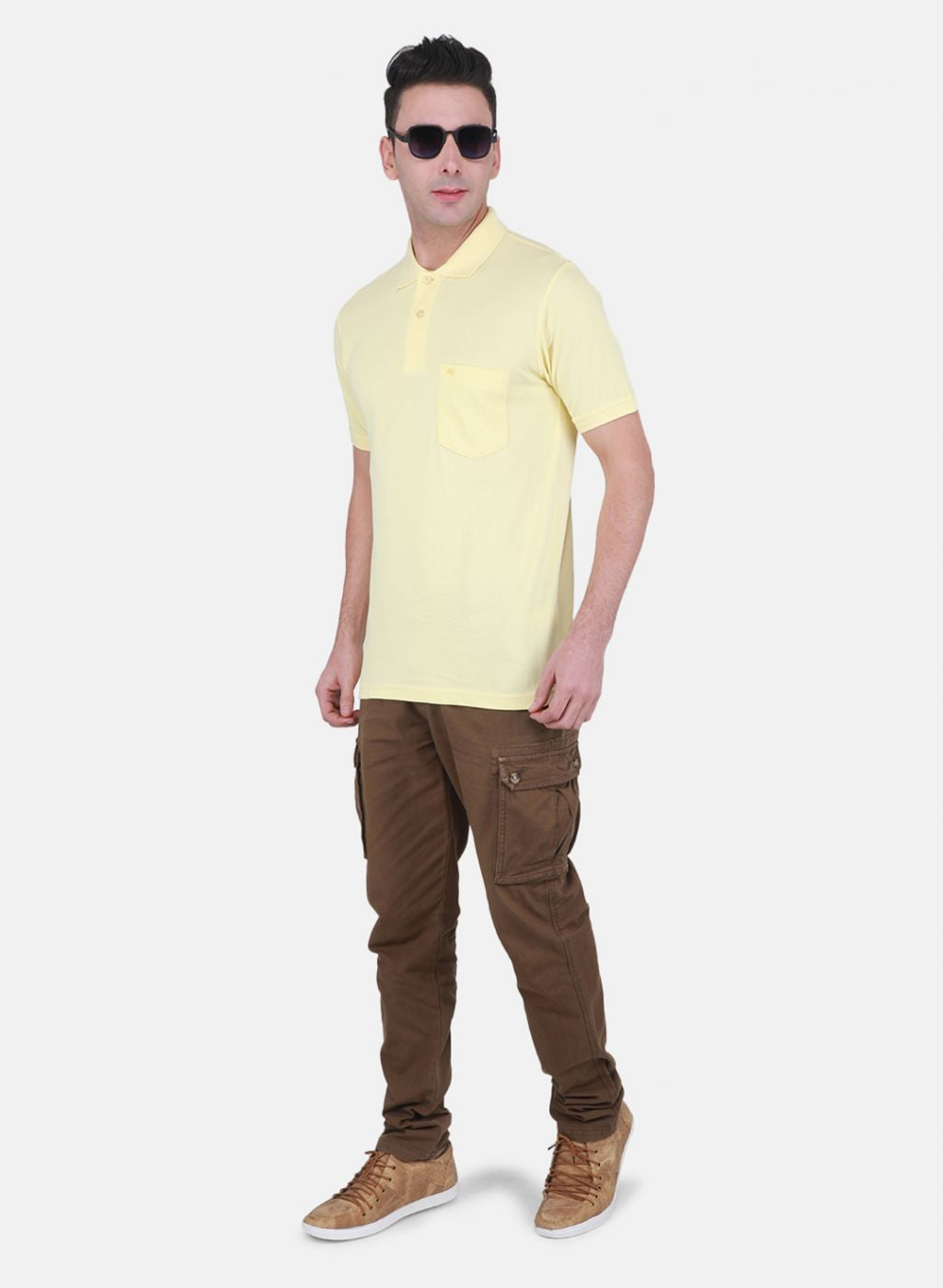 Men Yellow Solid T-Shirt