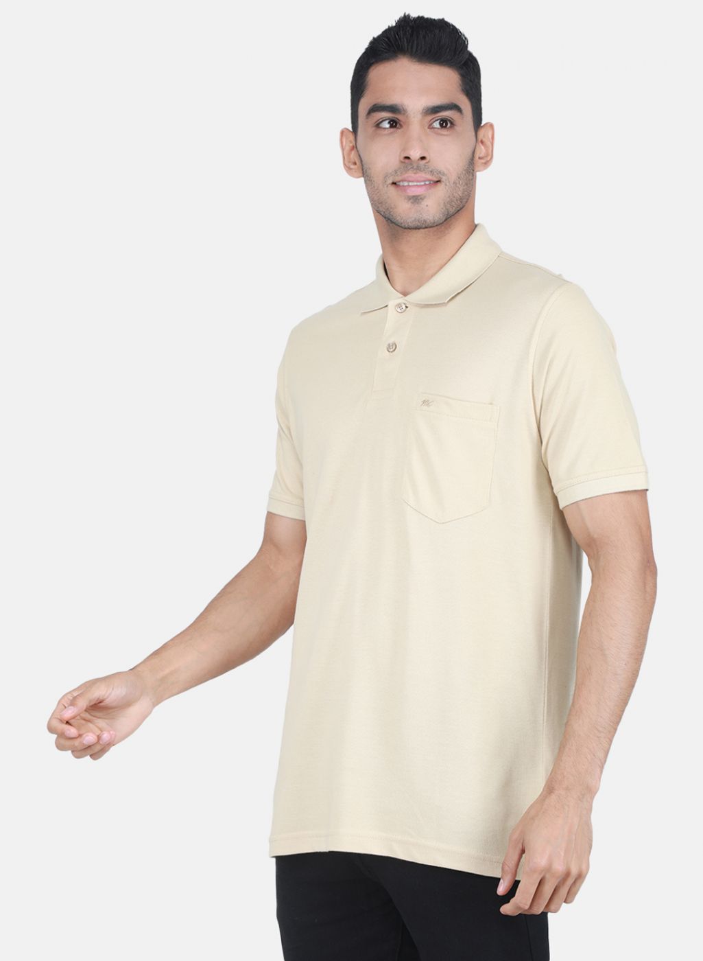 Men Camel Brown Solid T-Shirt