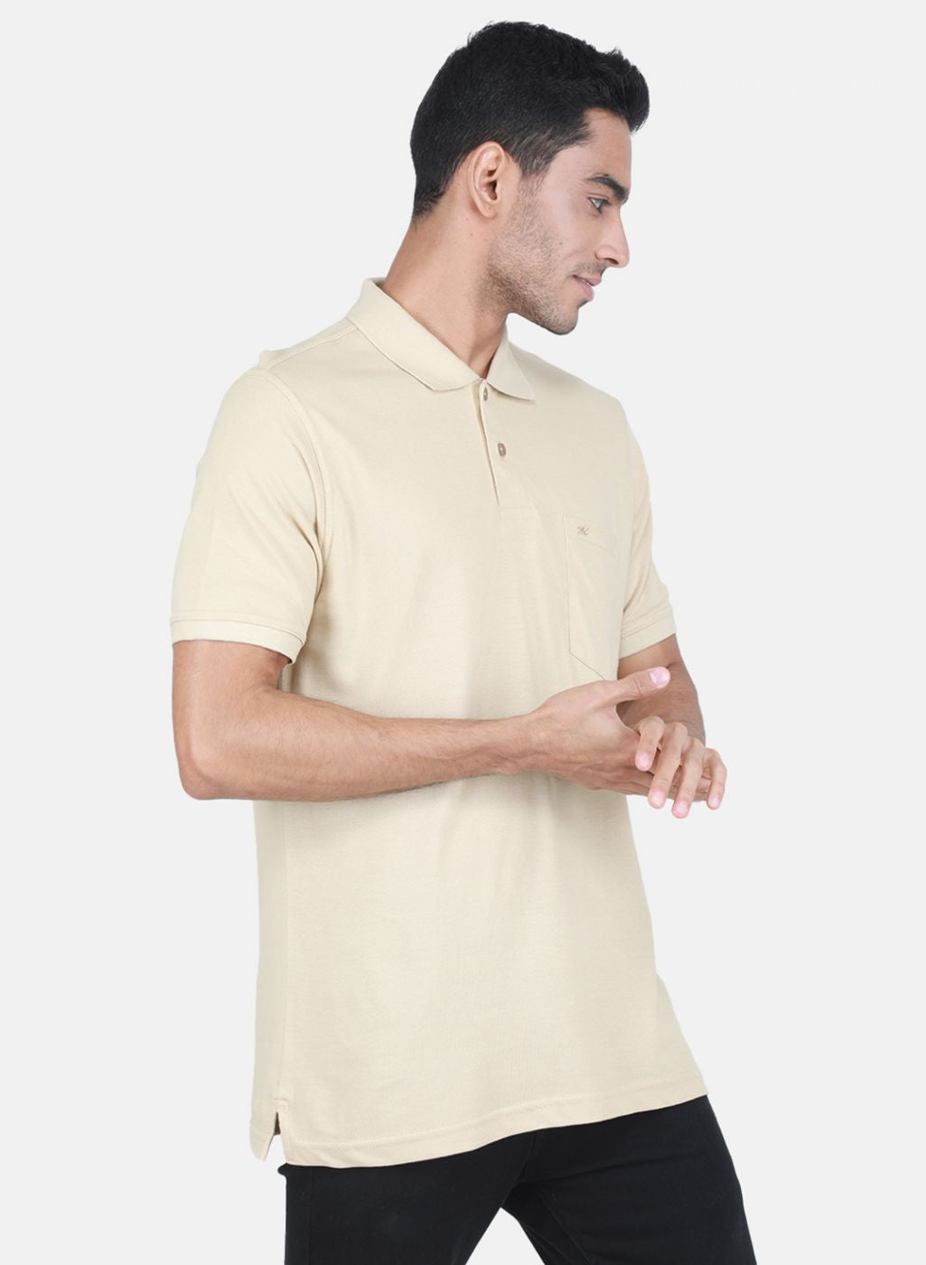 Men Camel Brown Solid T-Shirt