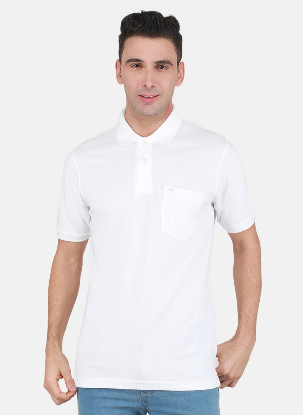 Men White Solid T-Shirt