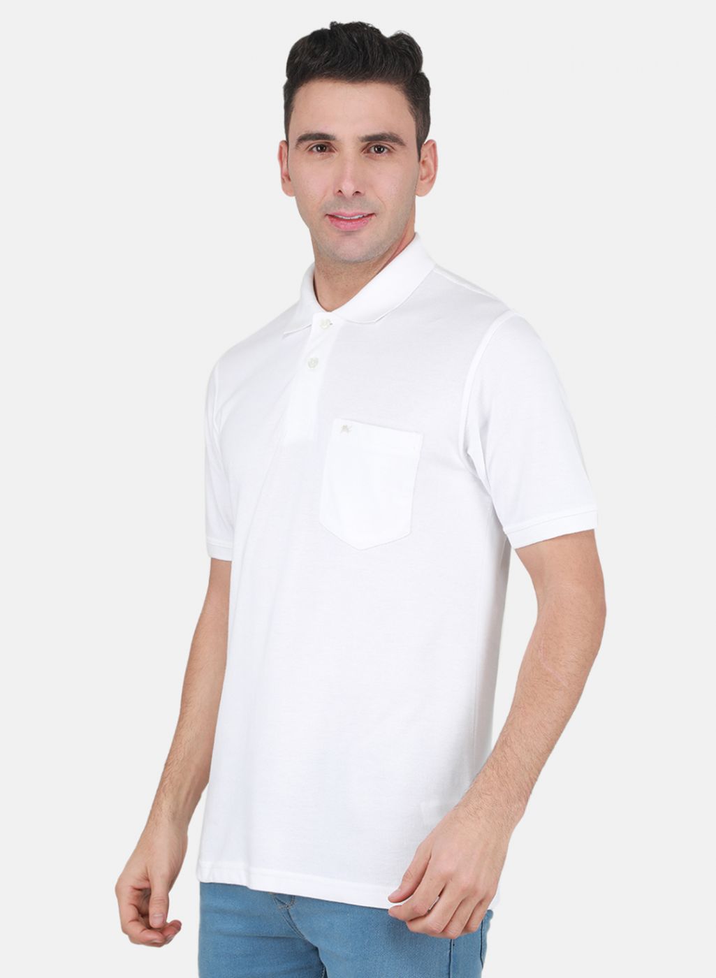 Men White Solid T-Shirt