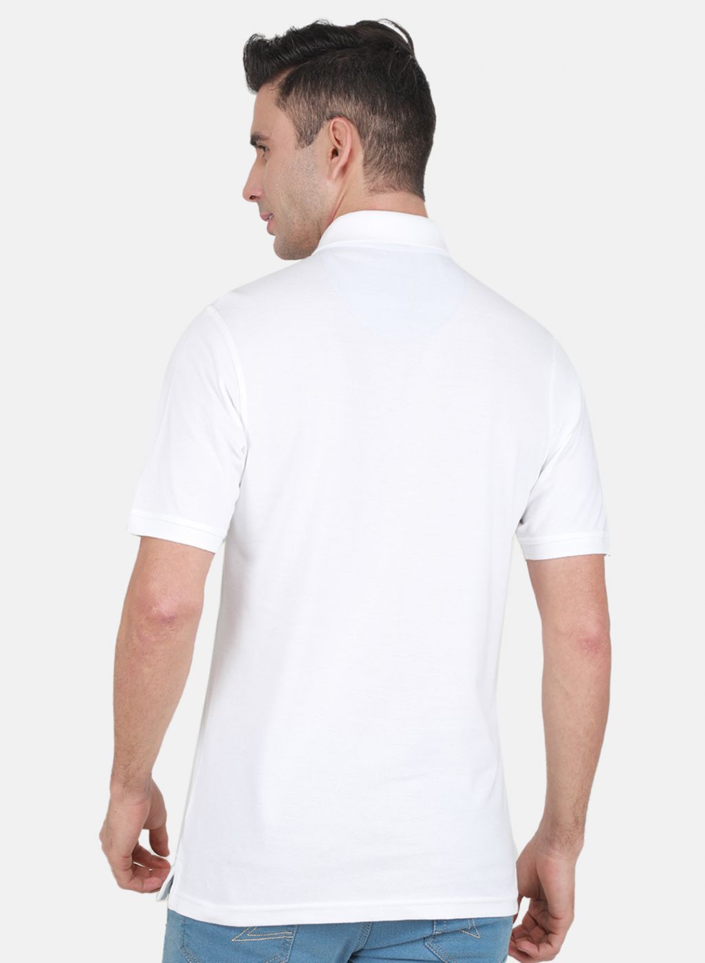 Men White Solid T-Shirt