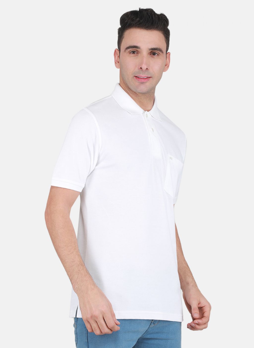 Men White Solid T-Shirt