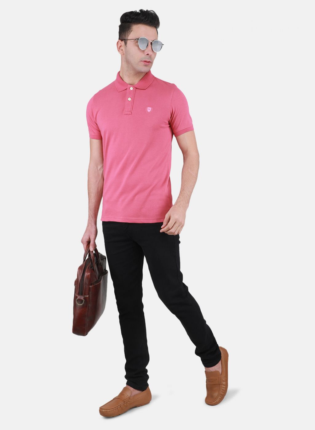 Men Pink Solid T-Shirt