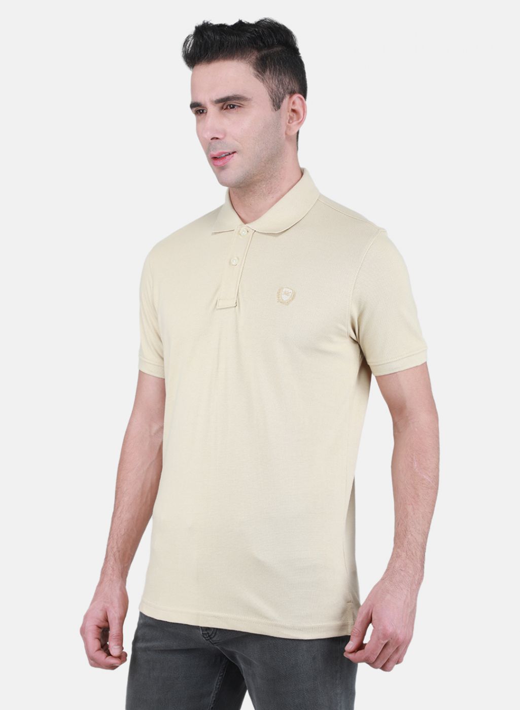 Men Beige Solid T-Shirt