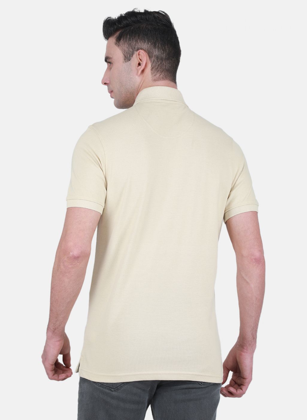 Men Beige Solid T-Shirt