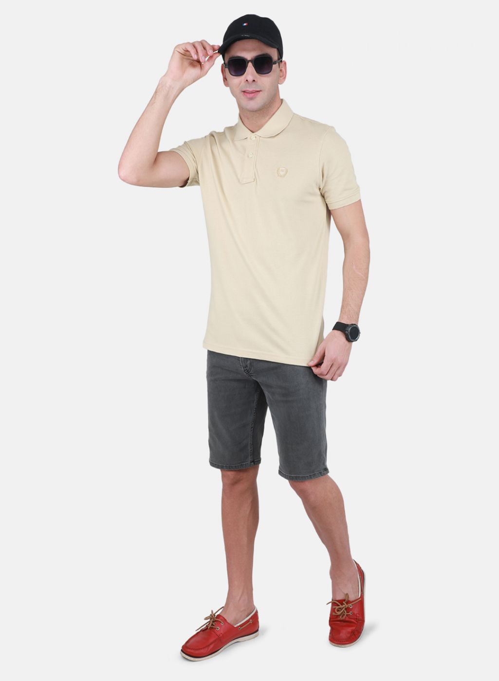 Men Beige Solid T-Shirt