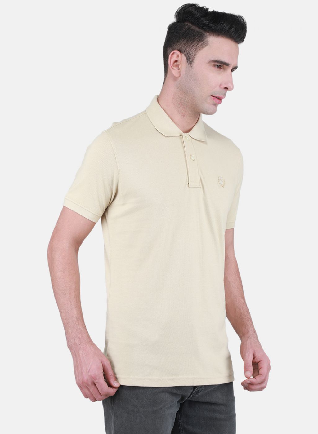 Men Beige Solid T-Shirt