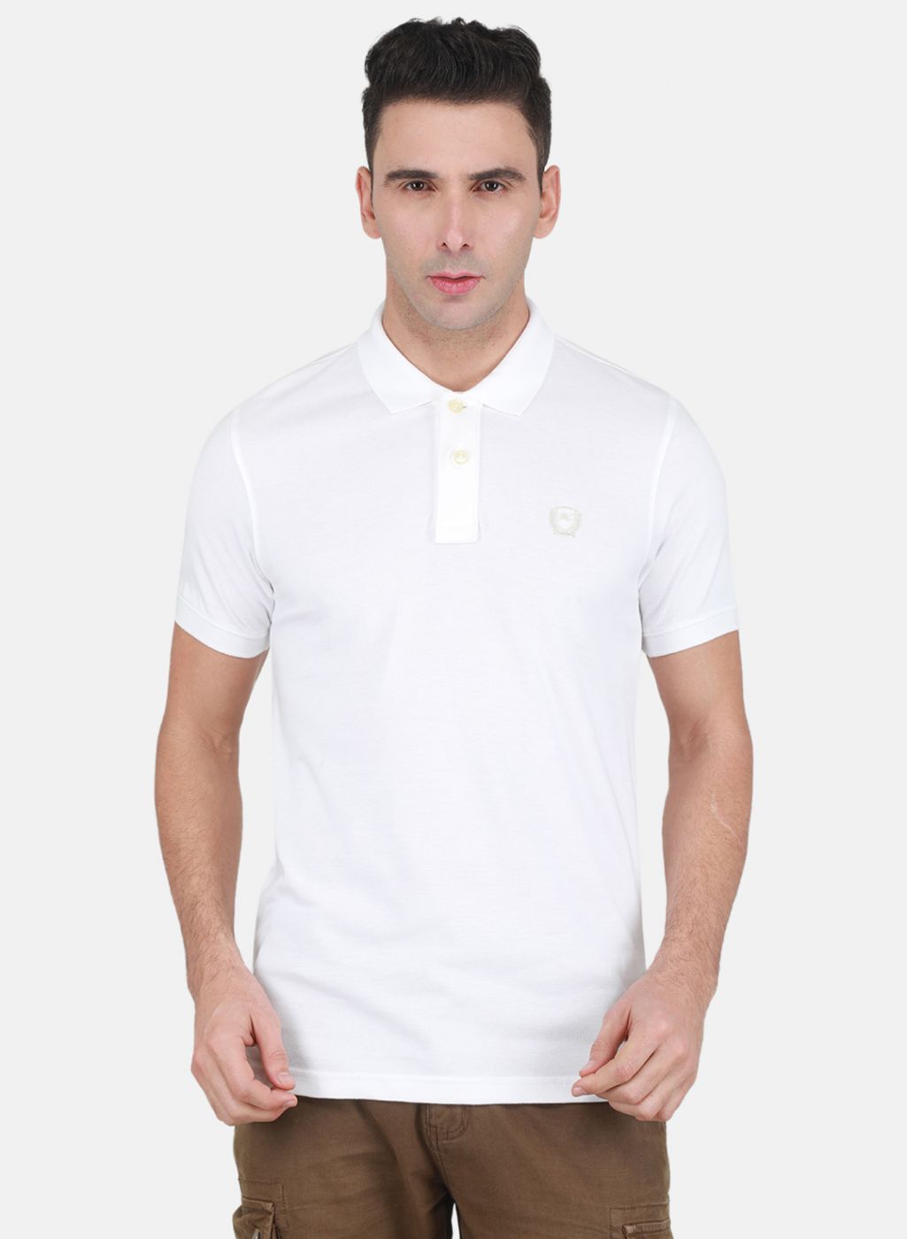 Men White Solid T-Shirt