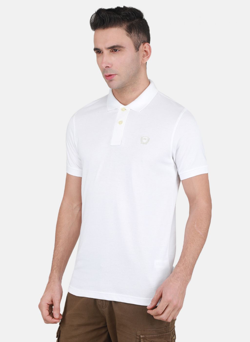 Men White Solid T-Shirt