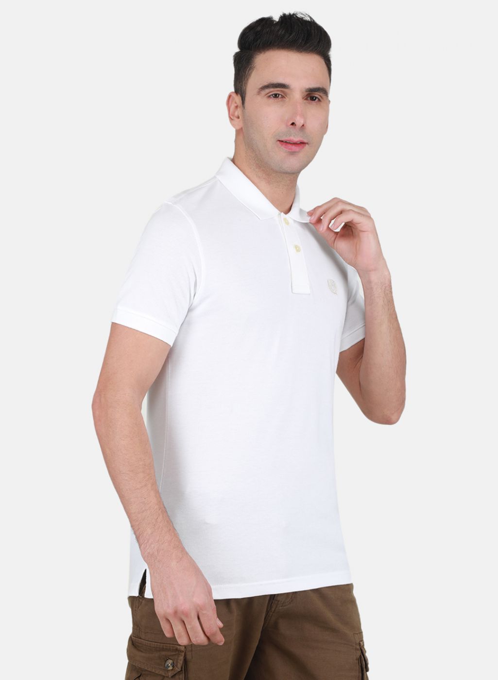 Men White Solid T-Shirt