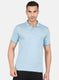 Men Sky Blue Solid T-Shirt