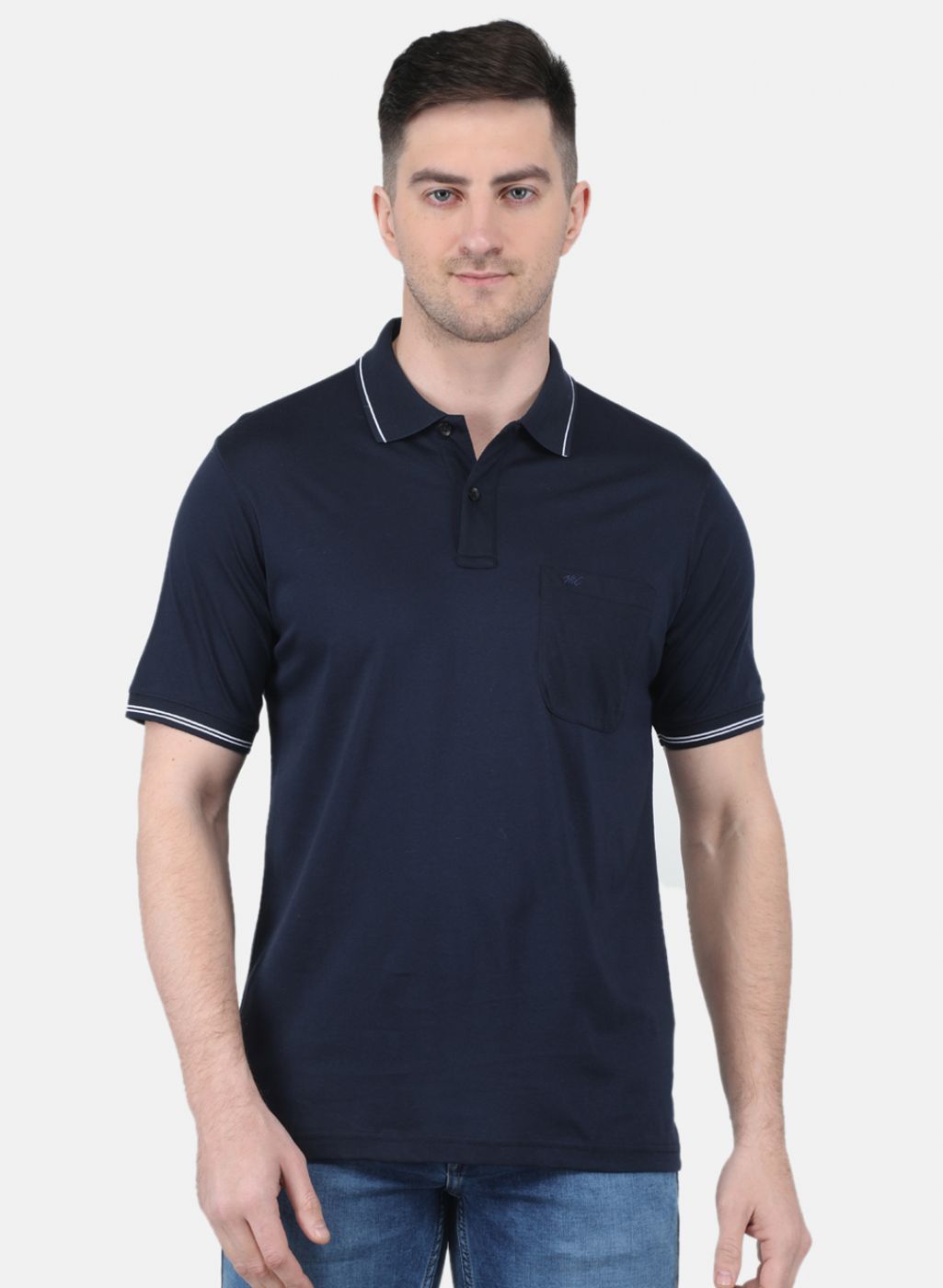 Men NAvy Blue Solid T-Shirt