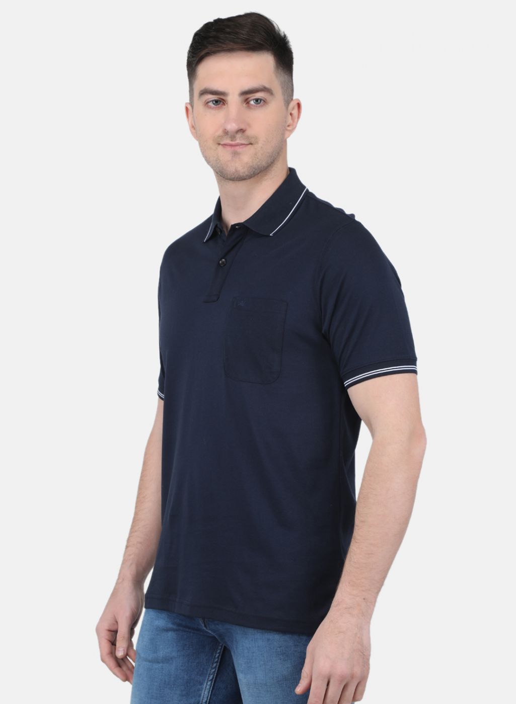 Men NAvy Blue Solid T-Shirt