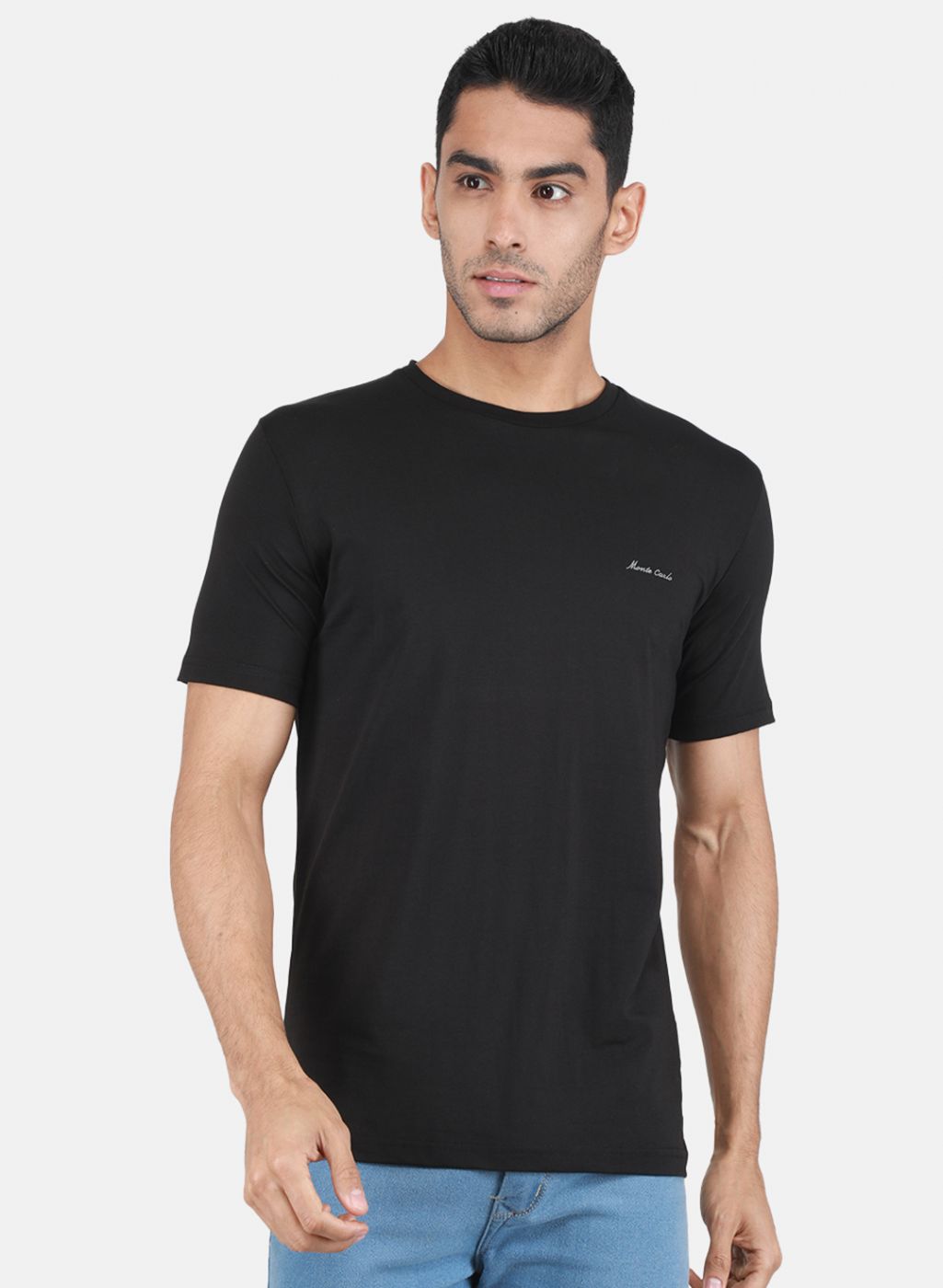 Men Black Solid T-Shirt