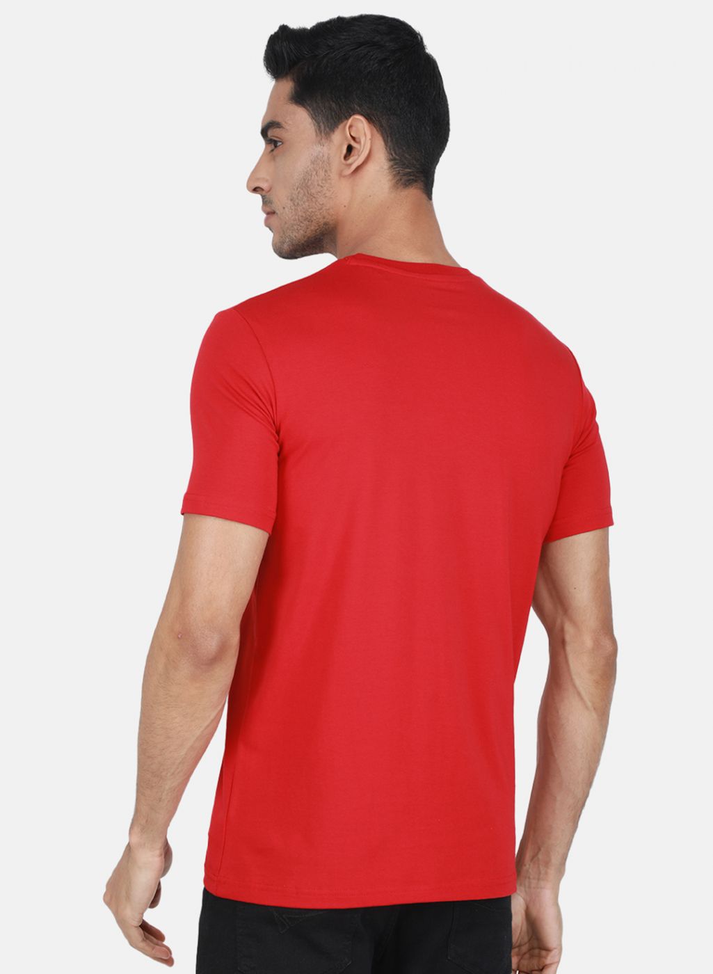 Men Red Solid T-Shirt