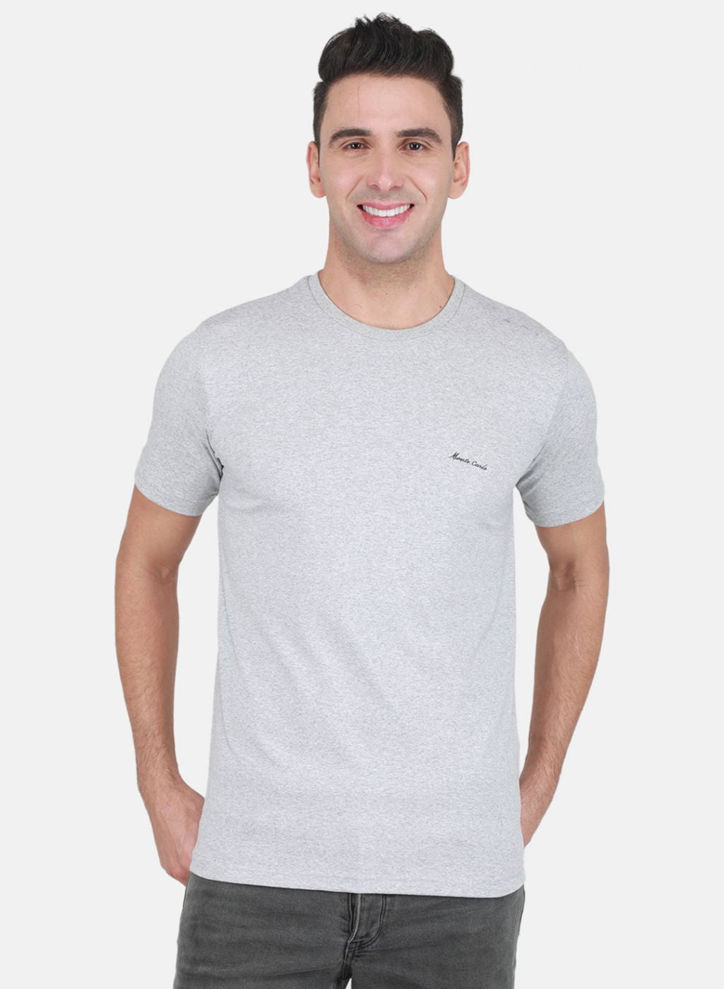 Men Grey Solid T-Shirt