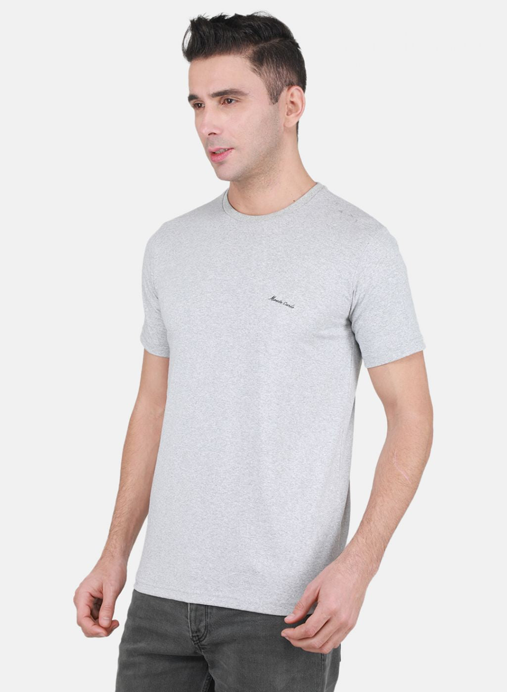 Men Grey Solid T-Shirt