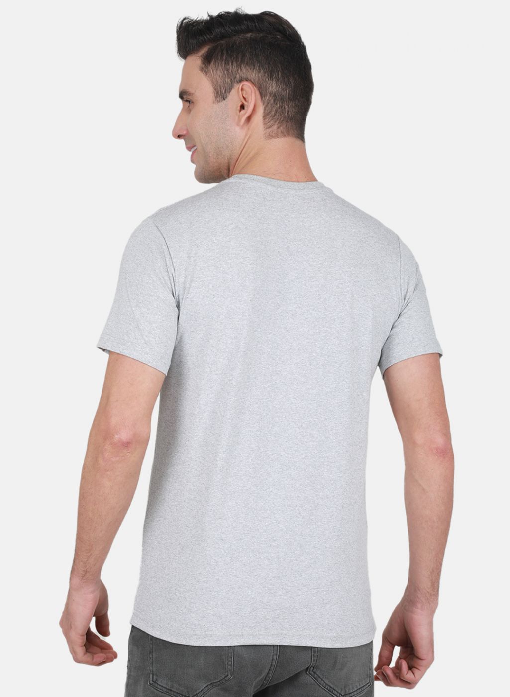 Men Grey Solid T-Shirt