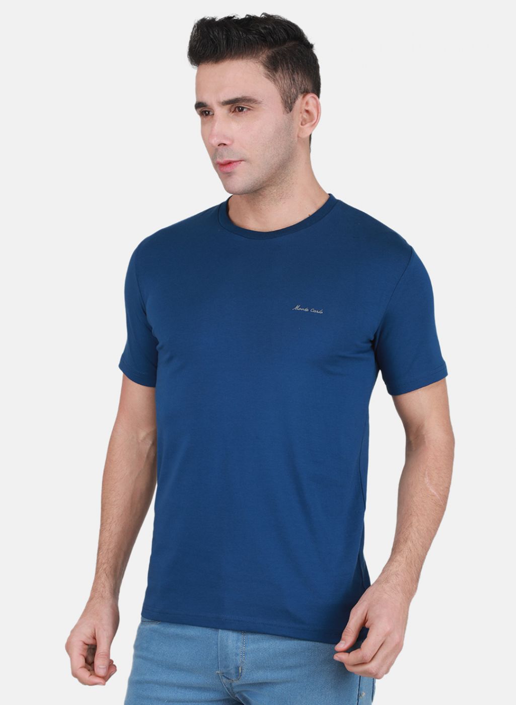 Men Blue Solid T-Shirt