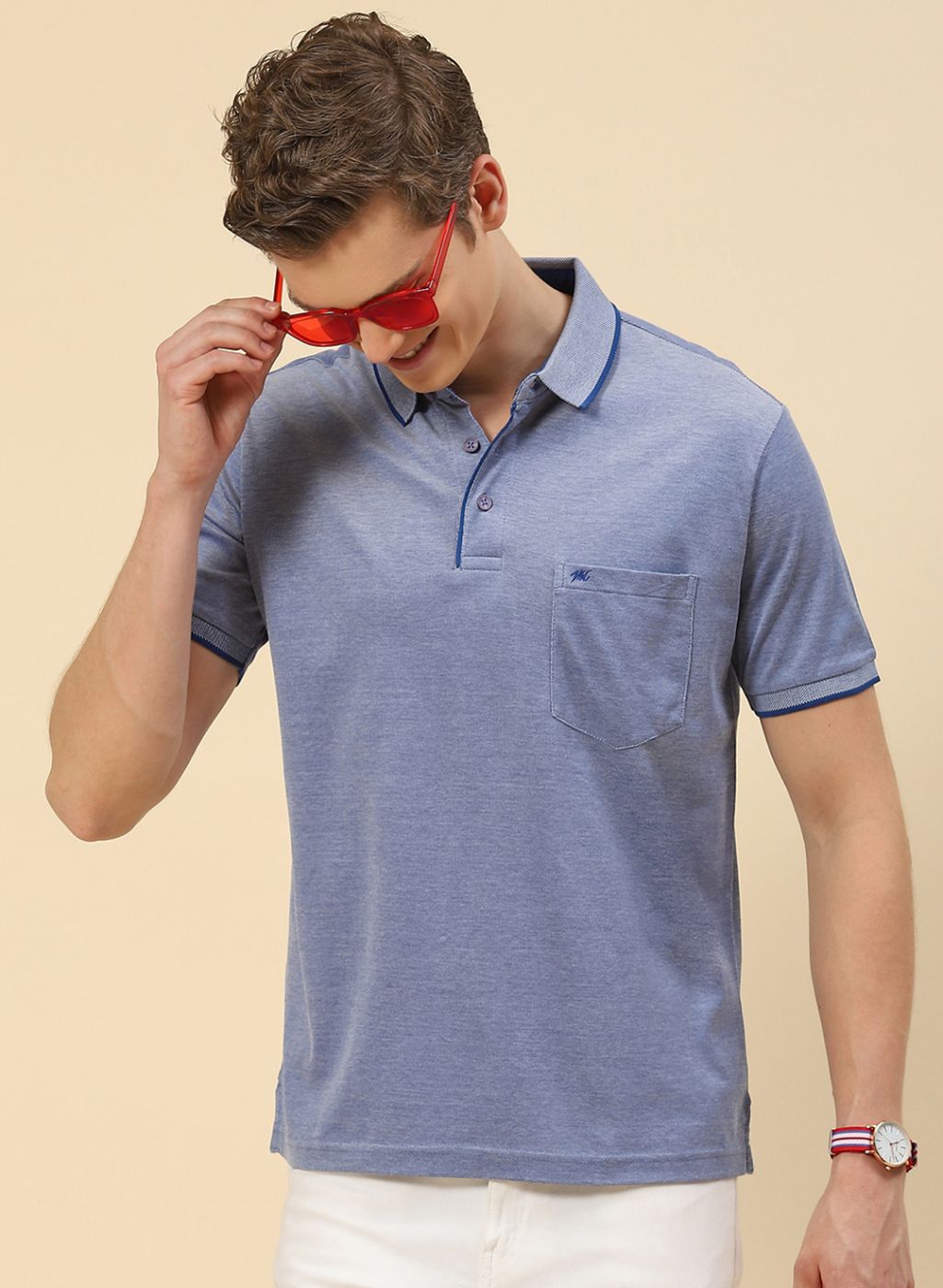 Men Khaki Plain T-Shirt