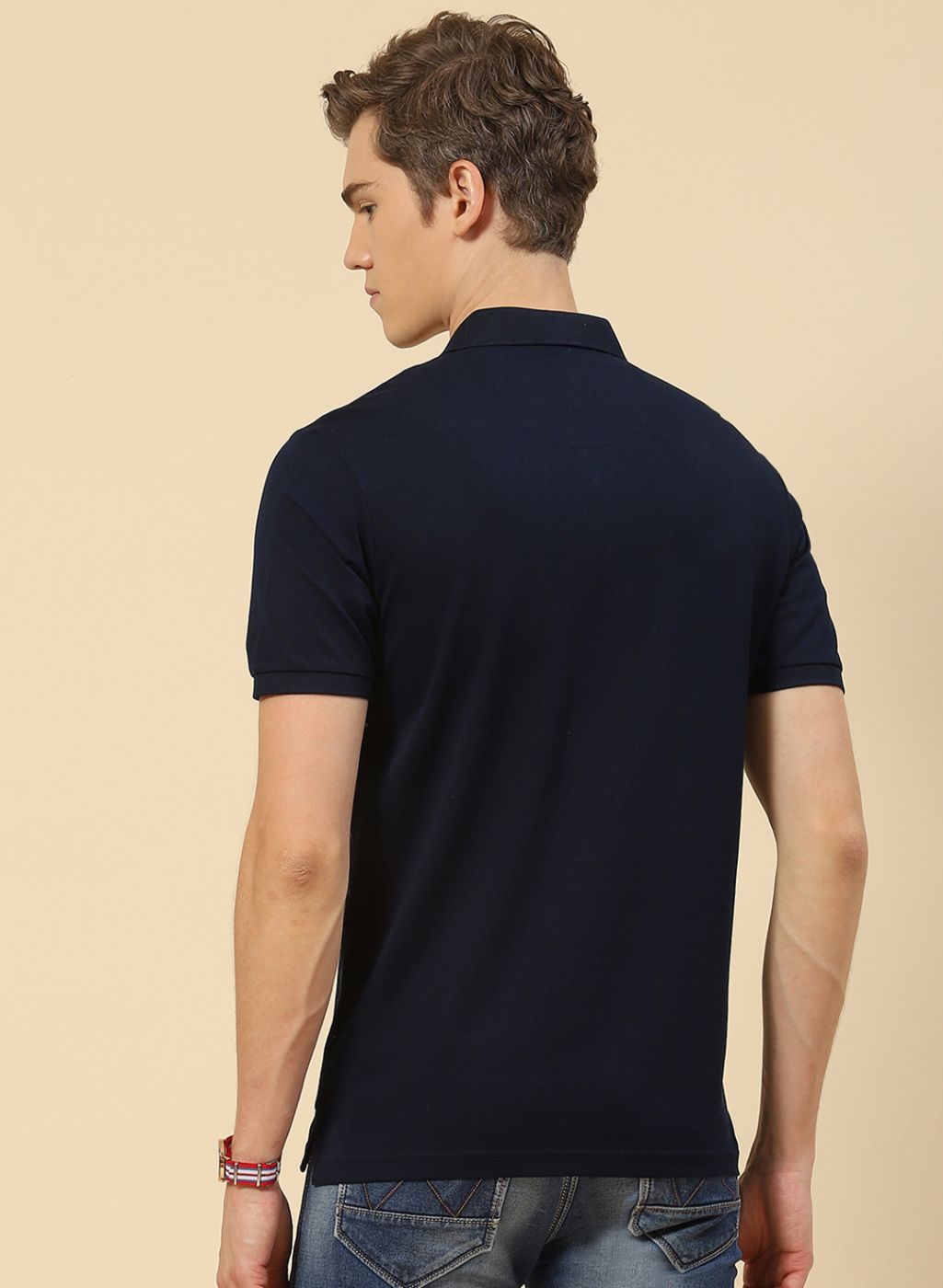 Men NAvy Blue Solid T-Shirt