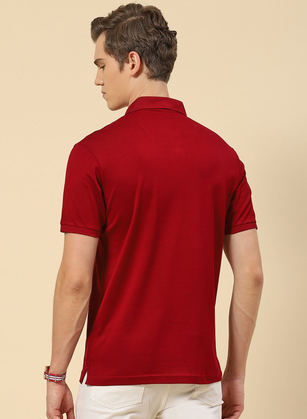 Men Maroon Plain T-Shirt