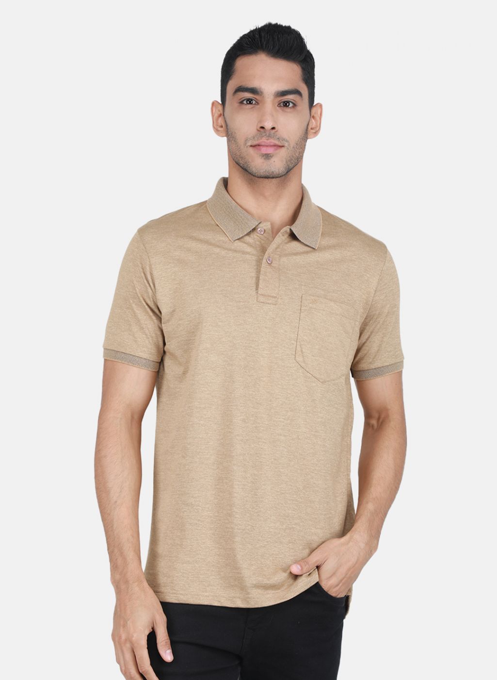 Men Khaki Solid T-Shirt