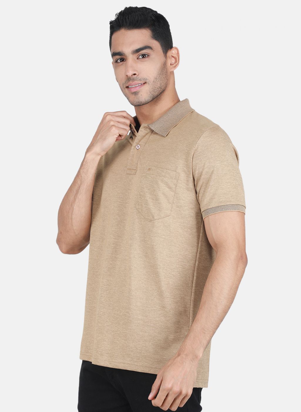 Men Khaki Solid T-Shirt