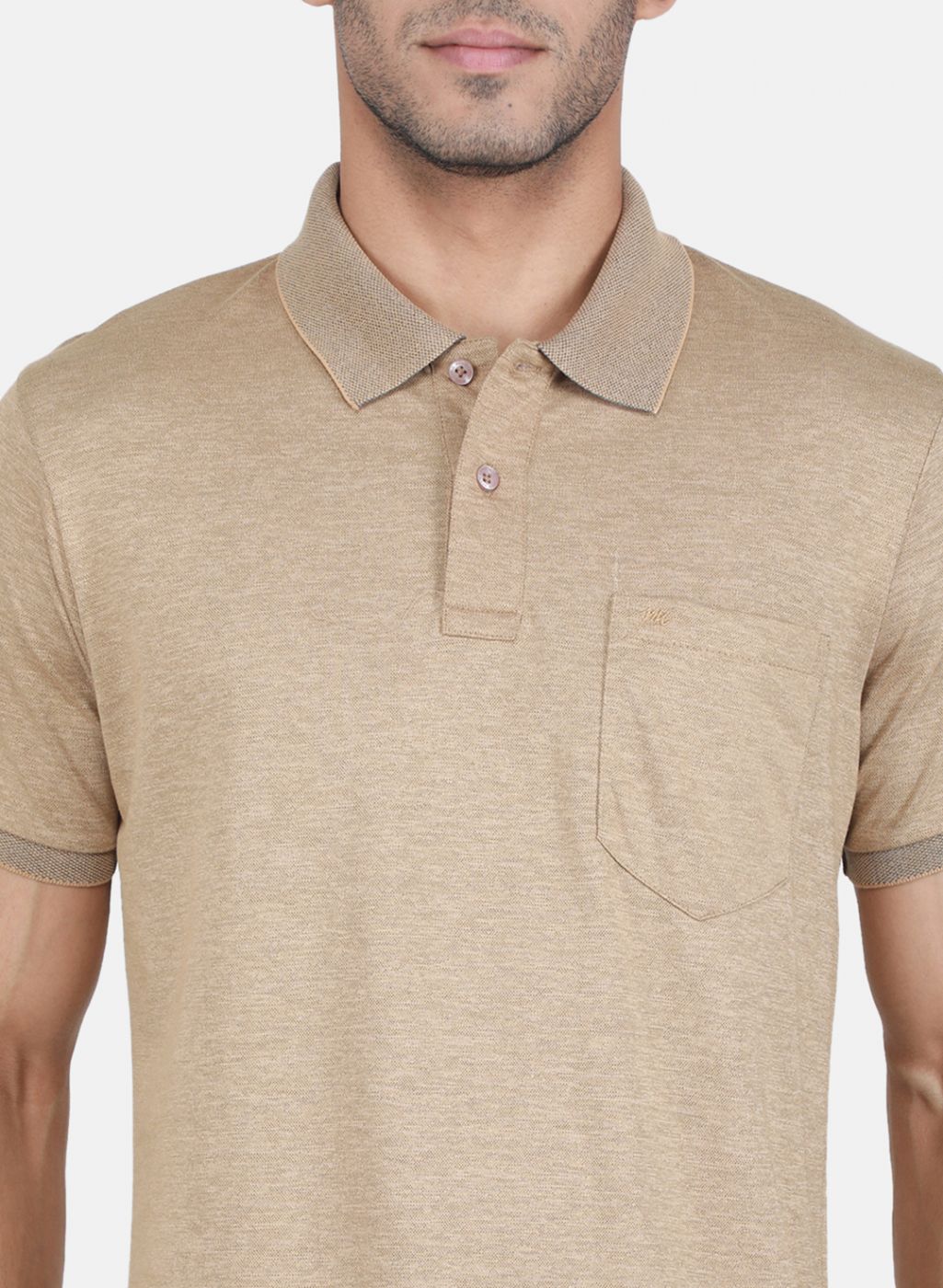 Men Khaki Solid T-Shirt